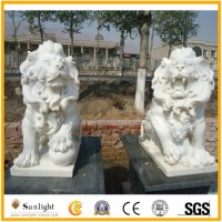 Hot Selling Custom Size Marble Carving Front Door Lion Statue Sculpture