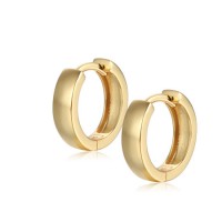 Aiz Jewelry Custom Plain Gold Minimalist 14mm 18K Gold Plated Huggie Earrings Silver Jewelry 925 Ste