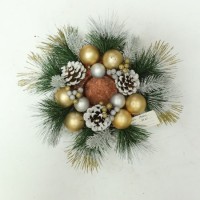 Pine Needle Cone Berry Candle Ring Christmas Wreath Dy42052