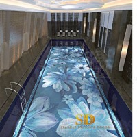 Luxury Swimming Pool Design Art Glass Mosaic Ocean Fishes Pattern Pool Glass Mosaic Murals