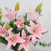 Real Touch Plastic White Lily Flower for Wedding&Home Decoration