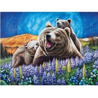 Bear Family in Lavender Factory Direct Wholesale Cheapest Diamond Painting  Craft Painting Diamond P