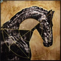 H600mm*600mm Chinese Lifelike Horse Decorative Art Glass Painting for Wall Decor (MR-YB6-2018)