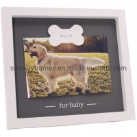 6X4 White MDF Frame W/Dog Bone Plaque Fur Baby
