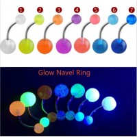Factory Direct Wholesale 316L Medical Steel Piercing Acrylic Luminous Ball Glow Navel Ring Snrg01