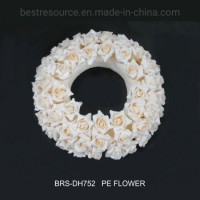 Wholesale Real Touch Artificial Flower PE Rose Wreath for Home and Wedding Decoration