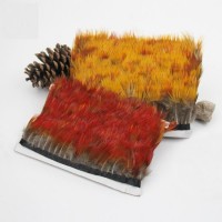 2-3.2 Inch (5-8 cm) Nature Yellow and Red Pheasant Feather Trims Fringe with Satin Ribbon Sewing Cra