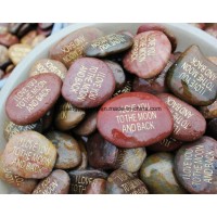 Hand Carved Lettering River Stone for Wish Words