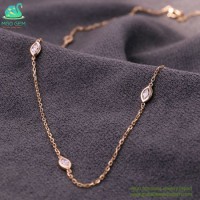OEM Custom 14K Rose Gold Synthetic Diamante Diamond Elegant and Simple Necklace