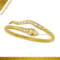 New Design Fashion Multi Color Hip Hop Sterling Silver Jewelry Animal Ruby Snake Bangle with Diamond