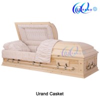 Solid Pine Wholesale Distributor High Glass Natural Color Coffin and Casket