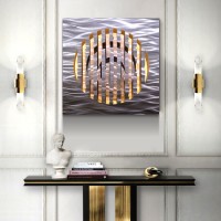 Abstract 3D Metal Laser Brush Aluminum Oil Painting Modern Home Decor Wall Arts Wholesale