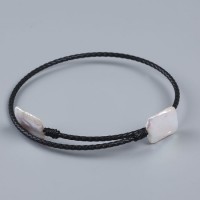 Leather Choker Necklace with Pearl