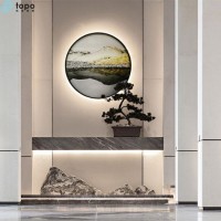 500mm Circle Chinese Landscape Oil Painting for Wall Decor (MR-YB6-2051D)
