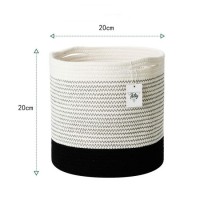 20*20mm White and Black Cotton and Hemp Rope Closet Storage Organizer Basket/Laudry Basket/Flower Ba