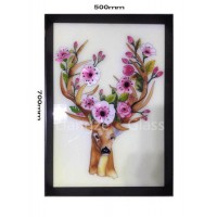 Sika Deer Cloisonne Filigree Painting on Tempered Glass for Wall Decoration