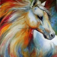 Colorful Handmade Oil Painting Horse for Home Decoration