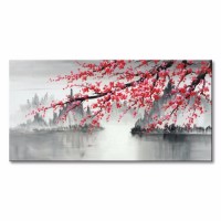 Hand Painted Plum Blossom Flower Canvas Wall Art Traditional Chinese Oil Painting (EFH-B080201)