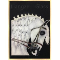Handmade Cloisonne Horse on Tempered Glass for Wall Decoration