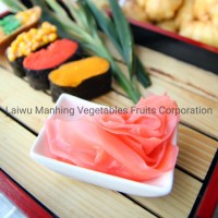 Japanese Pickled Sweet Shredded Pink White Sushi Ginger in Pails