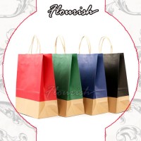 Custom Color Optional Recycled Kraft Paper Gift Packaging Shopping Wrapping Bag with Handle