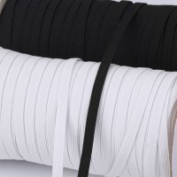 6mm 8cords Polyester Black/White Flat Elastic Braid Cord
