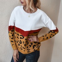 Autumn and Winter High Quality New Fashion Leopard Print T-Shirt Women Sweater