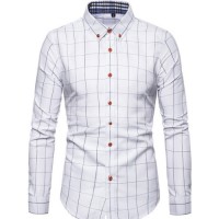 Custom Pattern and Material Causal Design Cotton Plaid Mens Shirts