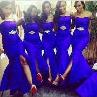 Royal Blue Bridesmaid Dress Split Purple Chiffon Prom Party Dress Z4031