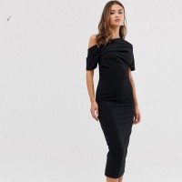 Hot Sale Lady Asymmetry Clothing Ruffles Evening Casual Bodycon Sexy Maxi Dress for Women
