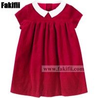 Winter Wholesale Toddler/Kid/Girl Clothing Red Velvet Dress Children Apparel Baby Clothes