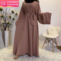 Eid Abaya Dubai Turkey Solid Color Simple Modest Kaftan Islamic Clothing Abaya Muslim Dresses for Wo