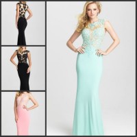 Chiffon Cocktail Party Gowns Lace Colorful Prom Evening Dresses M6428