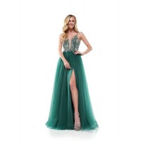 Sexy High Split Cocktail Ball Gowns Lace Beads Luxury Prom Ball Gown Evening Dress
