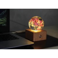 Crystal Acrylic Ball Sphere Promotional Wedding Gift Paperweight with Flowers