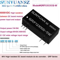 6000VDC High Isolation 1-5W Wide Voltage Input Range and 50VDC-500VDC Output Voltage DC Boost Power