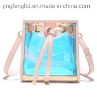 Custom Clear Transparent PVC Vinyl Holographic Hologram Iridecent Ladies Handbag Purse for Women