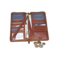 Large Capacity Genuine Leather Travel Wallet Purse Passport Holder