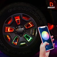 Custom Car Lights with Bluetooth Controller 15inch Smarphone Controlled Wheel Ring Lights Auto Parts