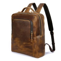 Vintage Smell Proof School Unisex Laptop Genuine Leather Backpack Bag