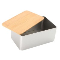 Kitchen Metal Storage Box Bamboo Lid Bins Bread Sugar Tea Boxes