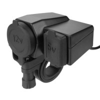 Waterproof 5V 2.1A USB Phone 12V Motorcycle Handlebar Handle Bar Clamp Charger Power Port
