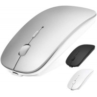 Slim Silent Click & 3 Adjustable Dpi Levels Wireless Mouse for PC Silver Bluetooth Mouse for Laptop/