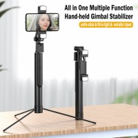 New Design Multi - Function Flexible Adjustable Fill Light Selfie Stick Gimbal Handheld Stabilizer T