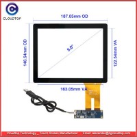 Black Border Cover Glass Bonded on 8 Inch Capacitive Touch Sensor for LCD Panels