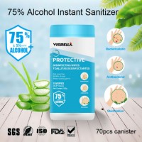 Effective Sterilization Household Disinfectant Disposable Wipes Packed in Canister 75% Alcohol Wet A