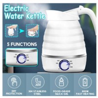 0.7L Electric Kettle Stainless Steel+Silicone Foldable Travel Camping Water Boiler