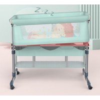 Bedside Bed Co Sleeper Crib Height Adjustable Metal Baby Bed/Bassient Mesh Sides 3cm Breathable Matt