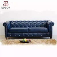 High End Luxury Living Room Sofa Leather Upholstered Chesterfield Sofa