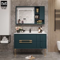 Floor Mounted Plywood Bathroom Cabinet Vanity with LED Mirror for Wholesale